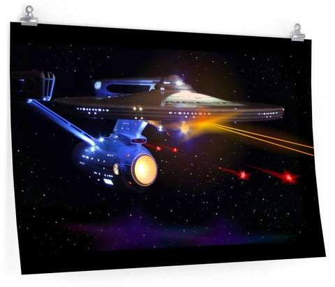 The Big E (NCC-1701) In Action! 36"x24" Large Poster - Mahannah's Sci-fi Universe